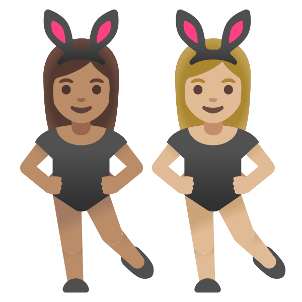 Emoji U1f469 1f3fd 200d 1f430 200d 1f469 1f3fc