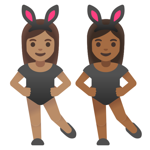 Emoji U1f469 1f3fd 200d 1f430 200d 1f469 1f3fe
