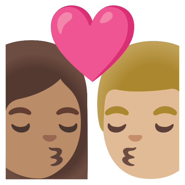 Emoji U1f469 1f3fd 200d 2764 200d 1f48b 200d 1f468 1f3fc
