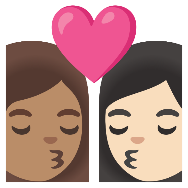 Emoji U1f469 1f3fd 200d 2764 200d 1f48b 200d 1f469 1f3fb