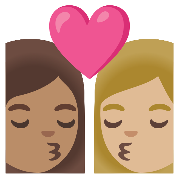 Emoji U1f469 1f3fd 200d 2764 200d 1f48b 200d 1f469 1f3fc