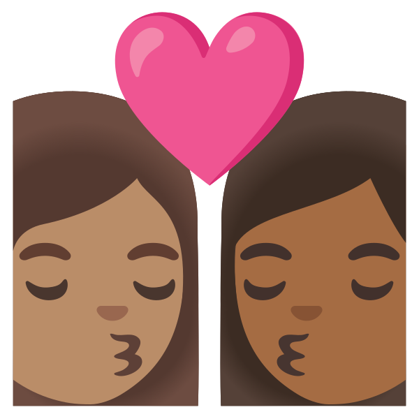 Emoji U1f469 1f3fd 200d 2764 200d 1f48b 200d 1f469 1f3fe