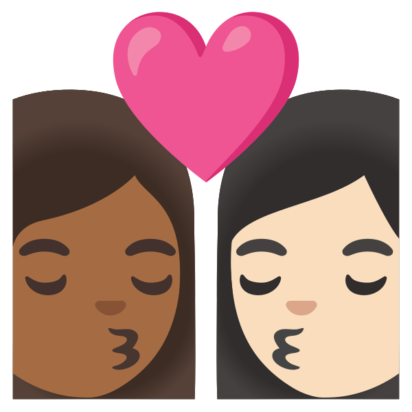 Emoji U1f469 1f3fe 200d 2764 200d 1f48b 200d 1f469 1f3fb