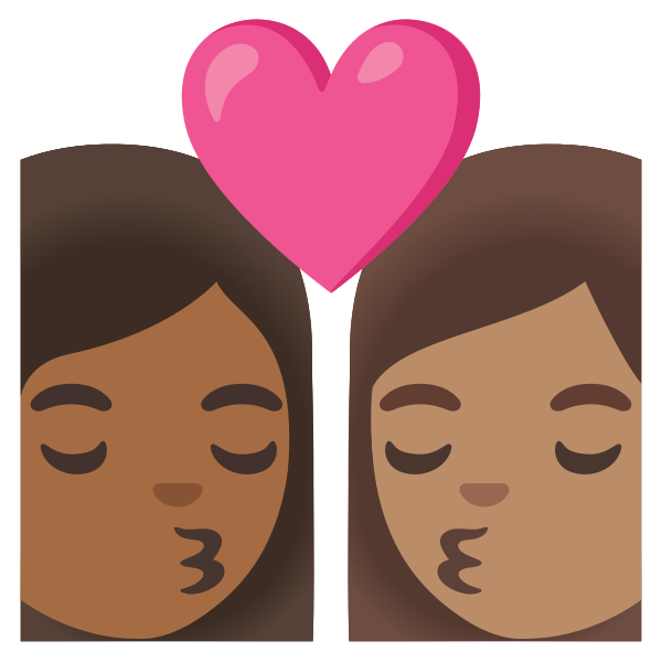 Emoji U1f469 1f3fe 200d 2764 200d 1f48b 200d 1f469 1f3fd
