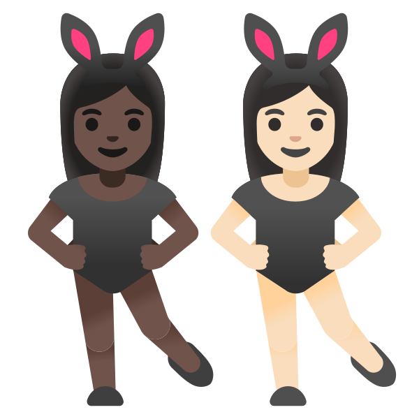 Emoji U1f469 1f3ff 200d 1f430 200d 1f469 1f3fb
