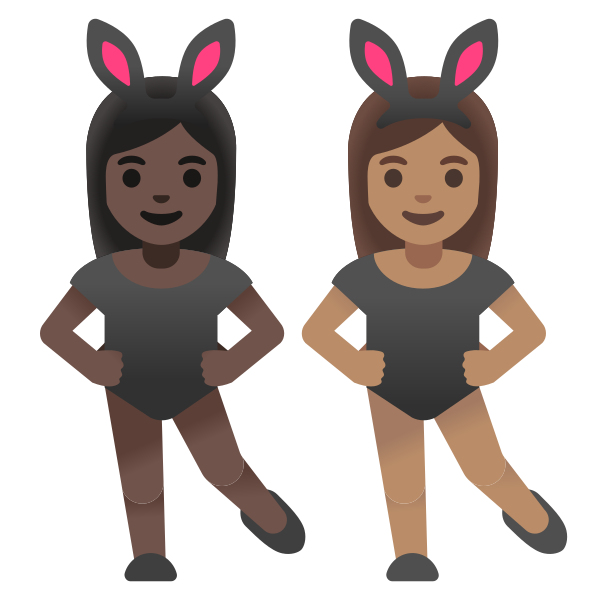 Emoji U1f469 1f3ff 200d 1f430 200d 1f469 1f3fd