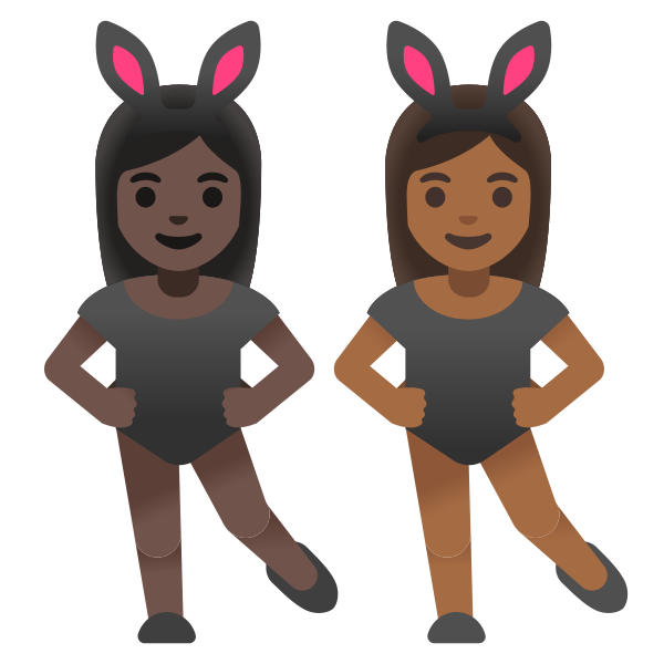 Emoji U1f469 1f3ff 200d 1f430 200d 1f469 1f3fe