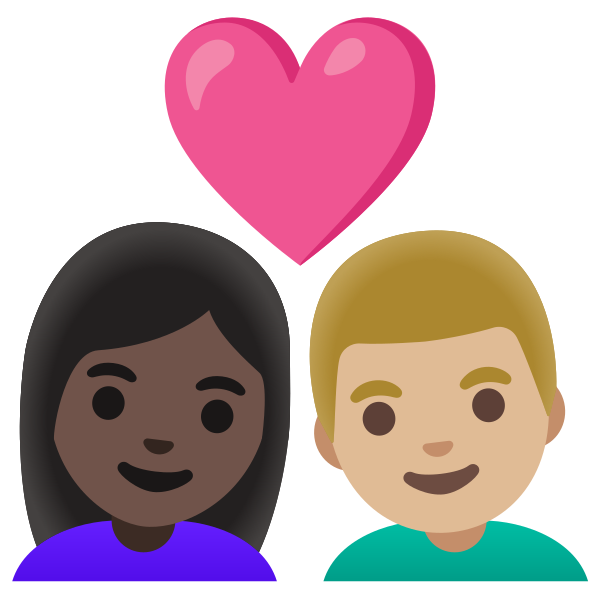 Emoji U1f469 1f3ff 200d 2764 200d 1f468 1f3fc