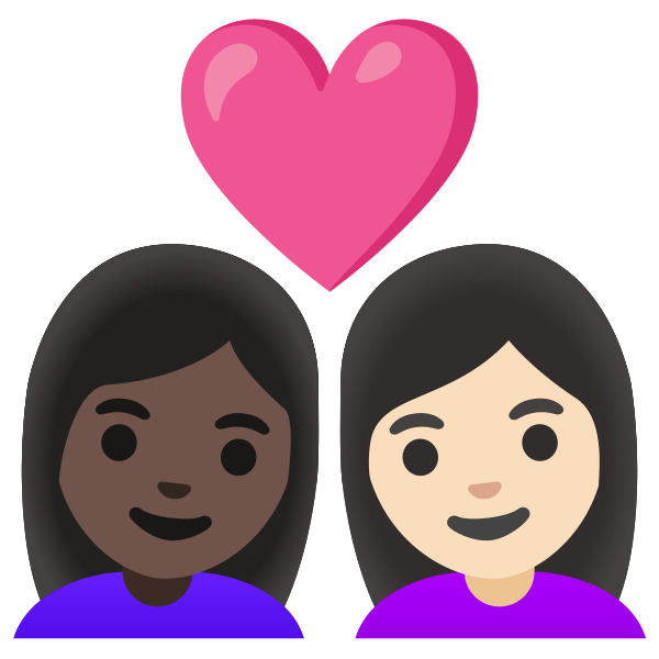 Emoji U1f469 1f3ff 200d 2764 200d 1f469 1f3fb