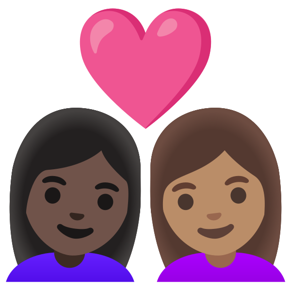Emoji U1f469 1f3ff 200d 2764 200d 1f469 1f3fd