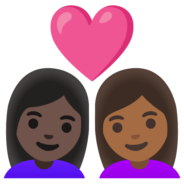 Emoji U1f469 1f3ff 200d 2764 200d 1f469 1f3fe