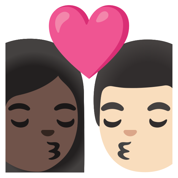 Emoji U1f469 1f3ff 200d 2764 200d 1f48b 200d 1f468 1f3fb