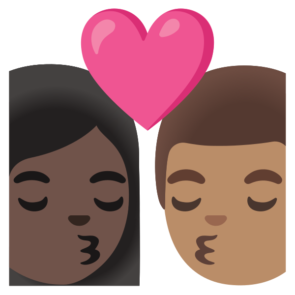 Emoji U1f469 1f3ff 200d 2764 200d 1f48b 200d 1f468 1f3fd