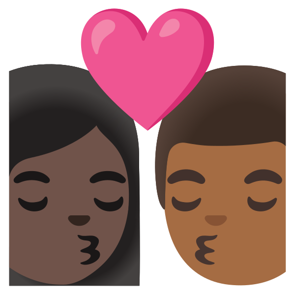 Emoji U1f469 1f3ff 200d 2764 200d 1f48b 200d 1f468 1f3fe