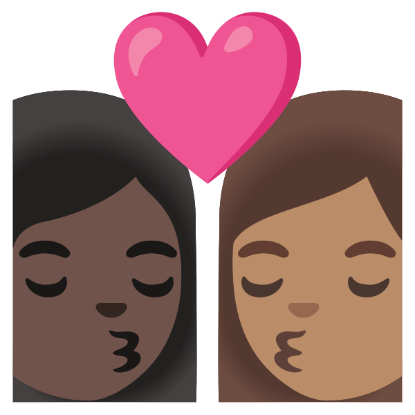 Emoji U1f469 1f3ff 200d 2764 200d 1f48b 200d 1f469 1f3fd