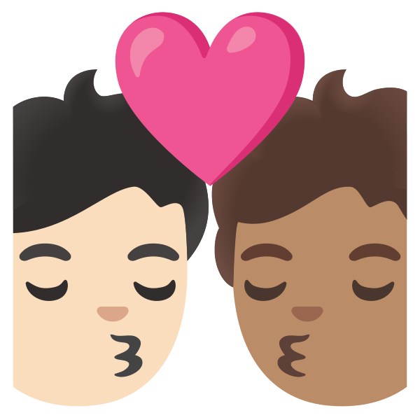 Emoji U1f9d1 1f3fb 200d 2764 200d 1f48b 200d 1f9d1 1f3fd