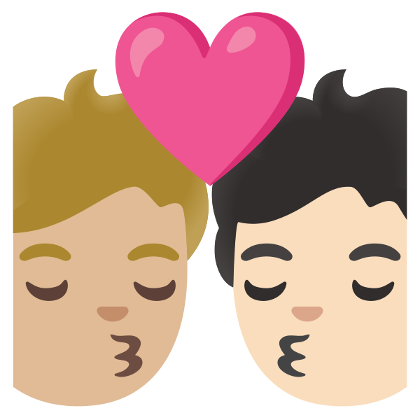 Emoji U1f9d1 1f3fc 200d 2764 200d 1f48b 200d 1f9d1 1f3fb