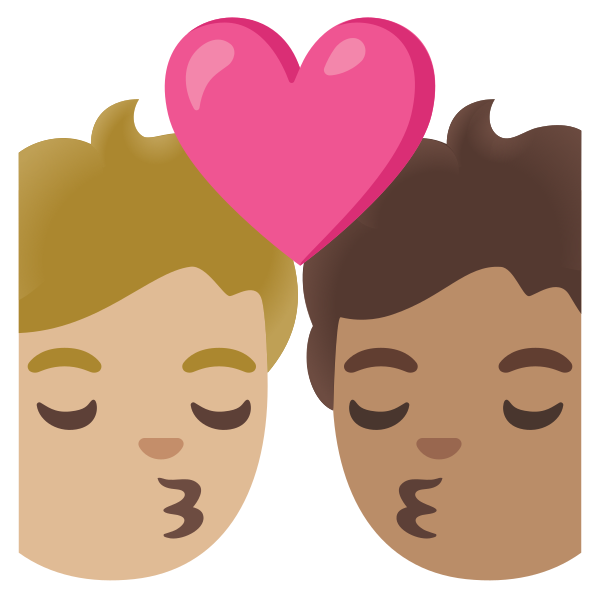 Emoji U1f9d1 1f3fc 200d 2764 200d 1f48b 200d 1f9d1 1f3fd