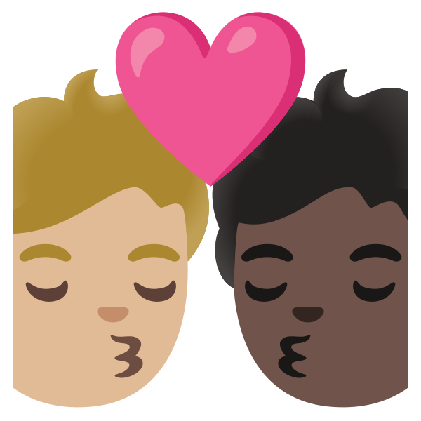 Emoji U1f9d1 1f3fc 200d 2764 200d 1f48b 200d 1f9d1 1f3ff