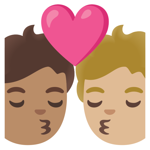 Emoji U1f9d1 1f3fd 200d 2764 200d 1f48b 200d 1f9d1 1f3fc