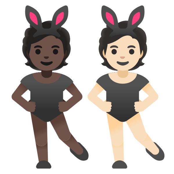 Emoji U1f9d1 1f3ff 200d 1f430 200d 1f9d1 1f3fb