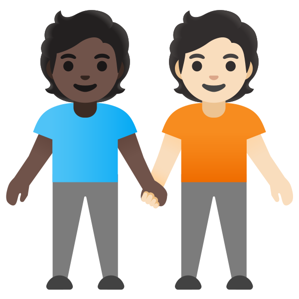 Emoji U1f9d1 1f3ff 200d 1f91d 200d 1f9d1 1f3fb