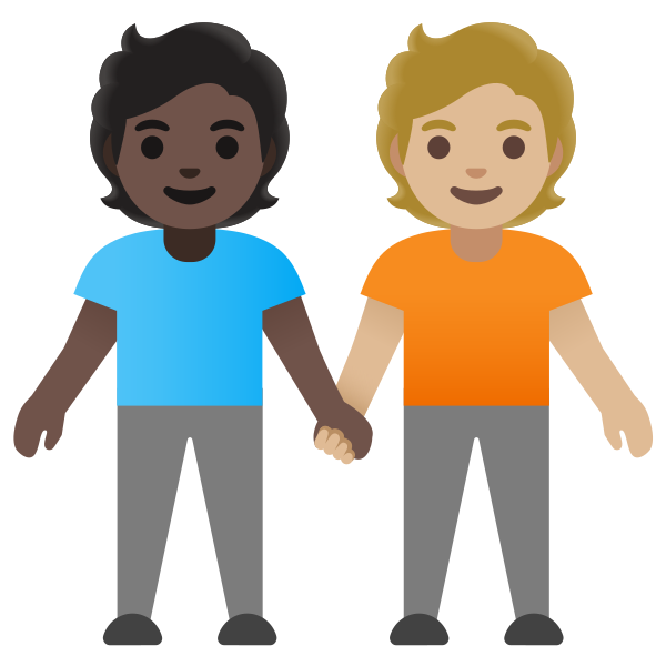 Emoji U1f9d1 1f3ff 200d 1f91d 200d 1f9d1 1f3fc