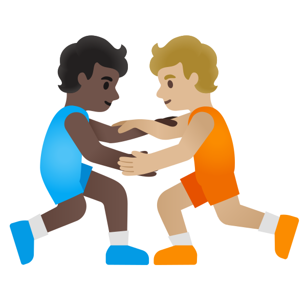 Emoji U1f9d1 1f3ff 200d 1faef 200d 1f9d1 1f3fc