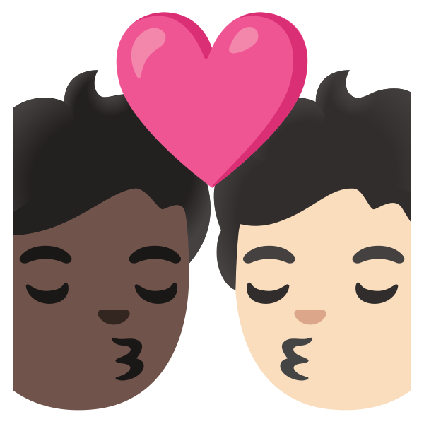 Emoji U1f9d1 1f3ff 200d 2764 200d 1f48b 200d 1f9d1 1f3fb