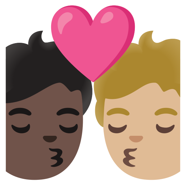 Emoji U1f9d1 1f3ff 200d 2764 200d 1f48b 200d 1f9d1 1f3fc