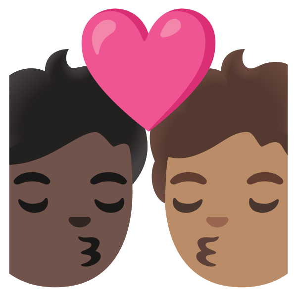 Emoji U1f9d1 1f3ff 200d 2764 200d 1f48b 200d 1f9d1 1f3fd