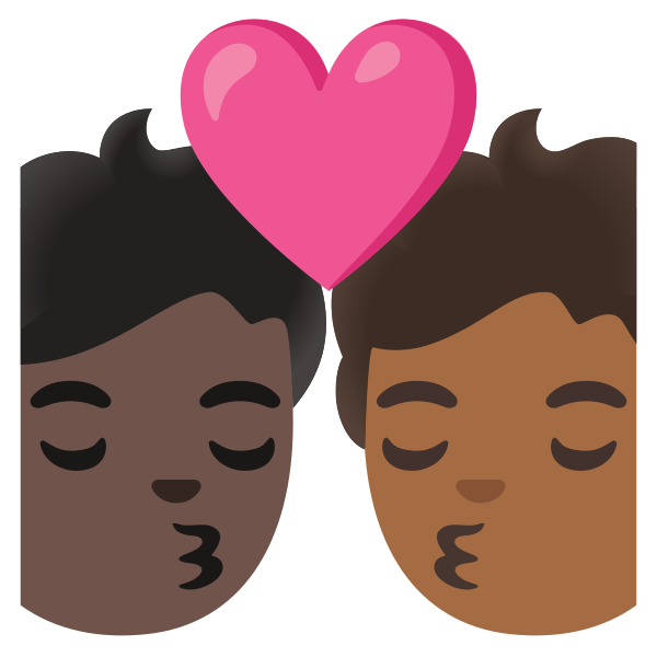Emoji U1f9d1 1f3ff 200d 2764 200d 1f48b 200d 1f9d1 1f3fe