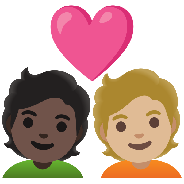Emoji U1f9d1 1f3ff 200d 2764 200d 1f9d1 1f3fc