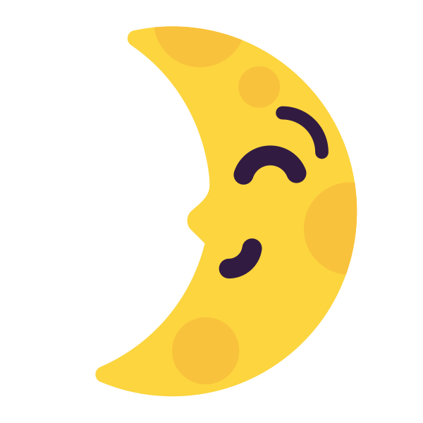 First Quarter Moon Face Flat