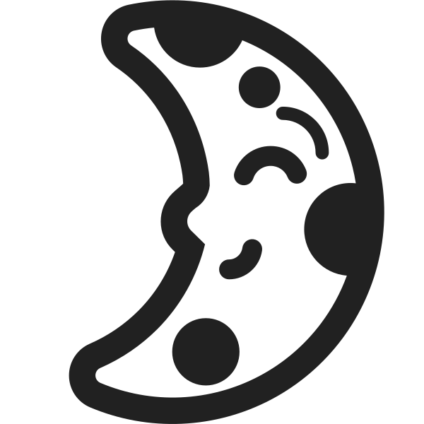 First Quarter Moon Face High Contrast Vector