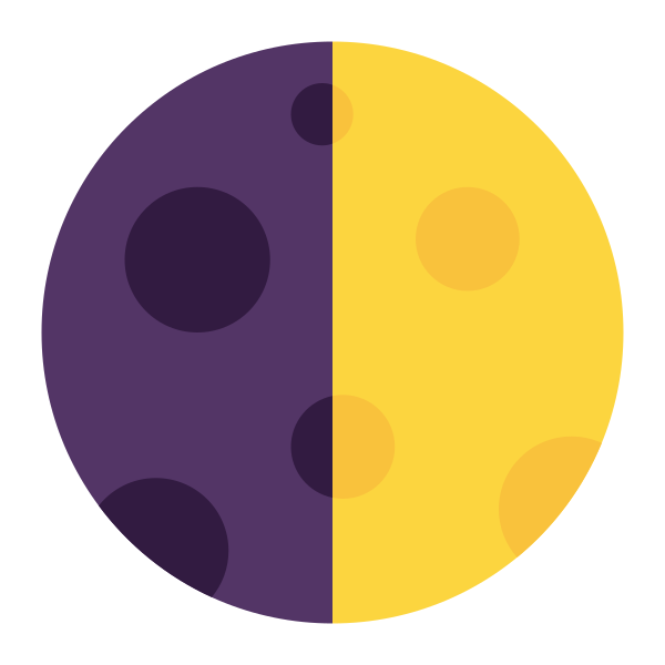 First Quarter Moon Flat Vector