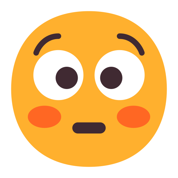 Flushed Face Flat Vector