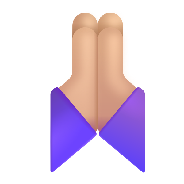 Folded Hands Color Medium Light Vector