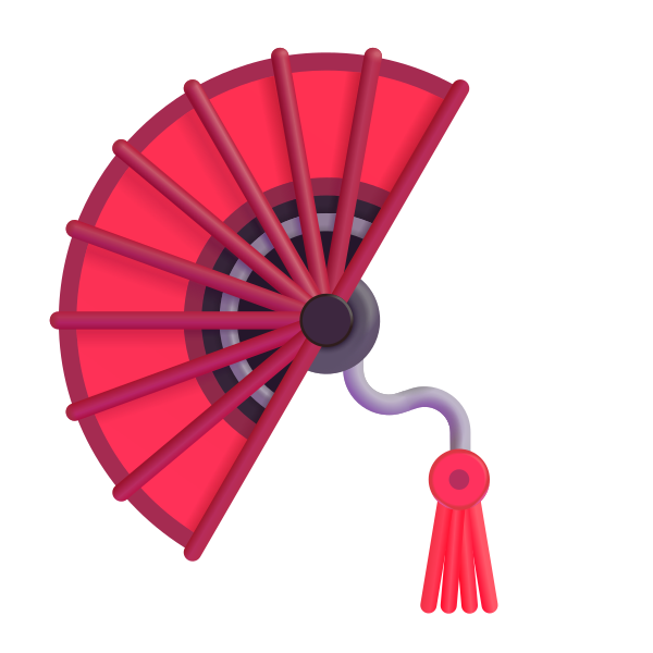 Folding Hand Fan Color Vector