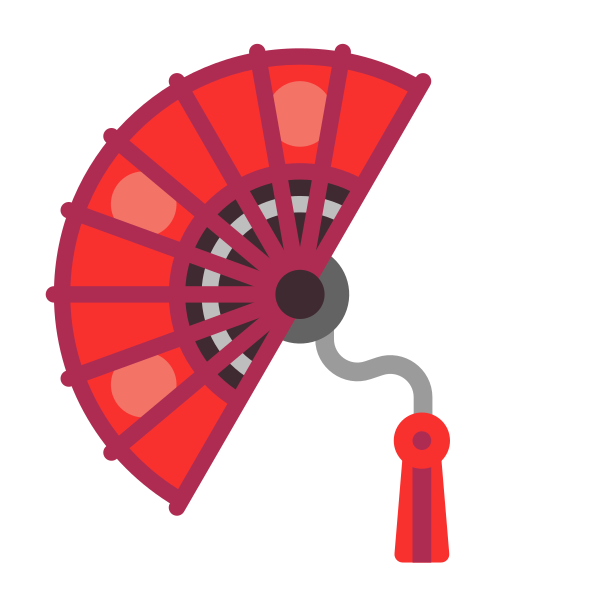 Folding Hand Fan Flat Vector