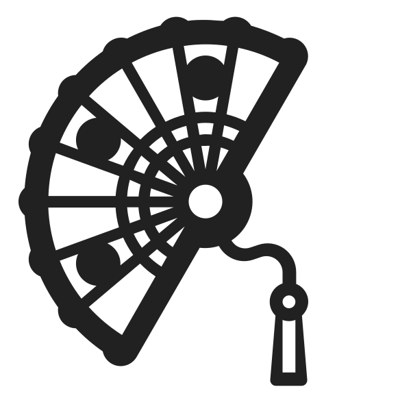 Folding Hand Fan High Contrast Vector