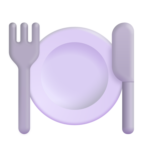 Fork And Knife With Plate Color Vector