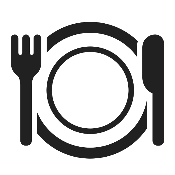 Fork And Knife With Plate High Contrast Vector