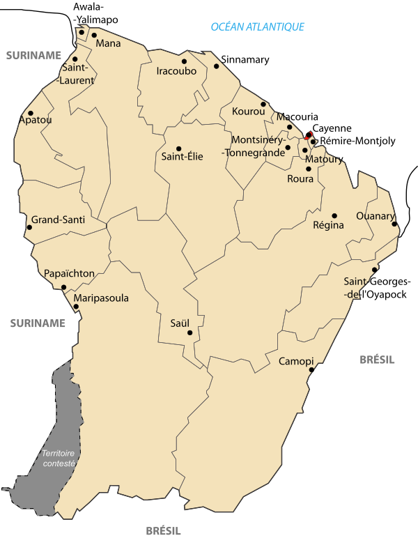 French Guiana Communes Map Neutral