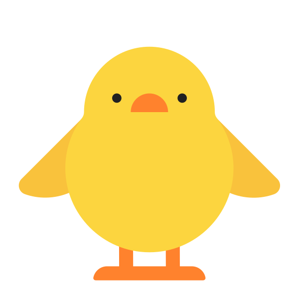 Front Facing Baby Chick Flat Vector