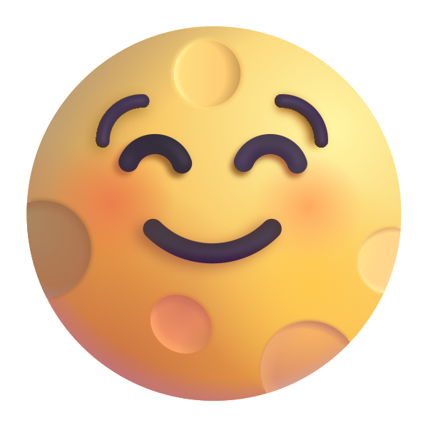 Full Moon Face Color Vector