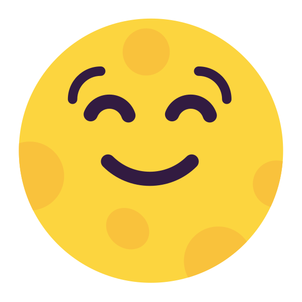 Full Moon Face Flat Vector