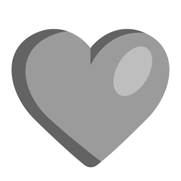 Grey Heart Flat Vector