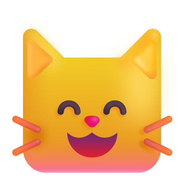 Grinning Cat With Smiling Eyes Color Vector