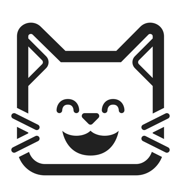 Grinning Cat With Smiling Eyes High Contrast Vector